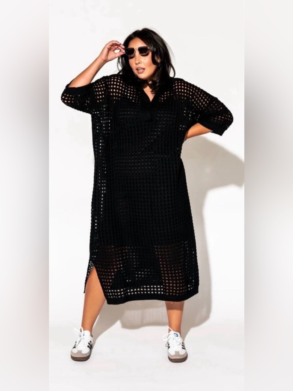 Dressed in Lala Be Bold Oversized Knit Dress size 2X/3X Black